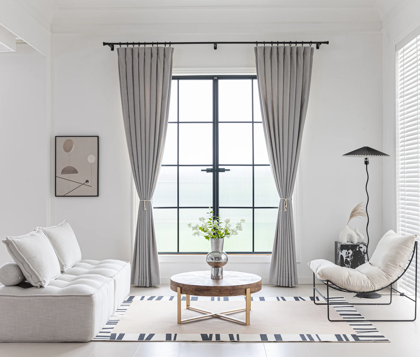 Living room in warm evening lighting